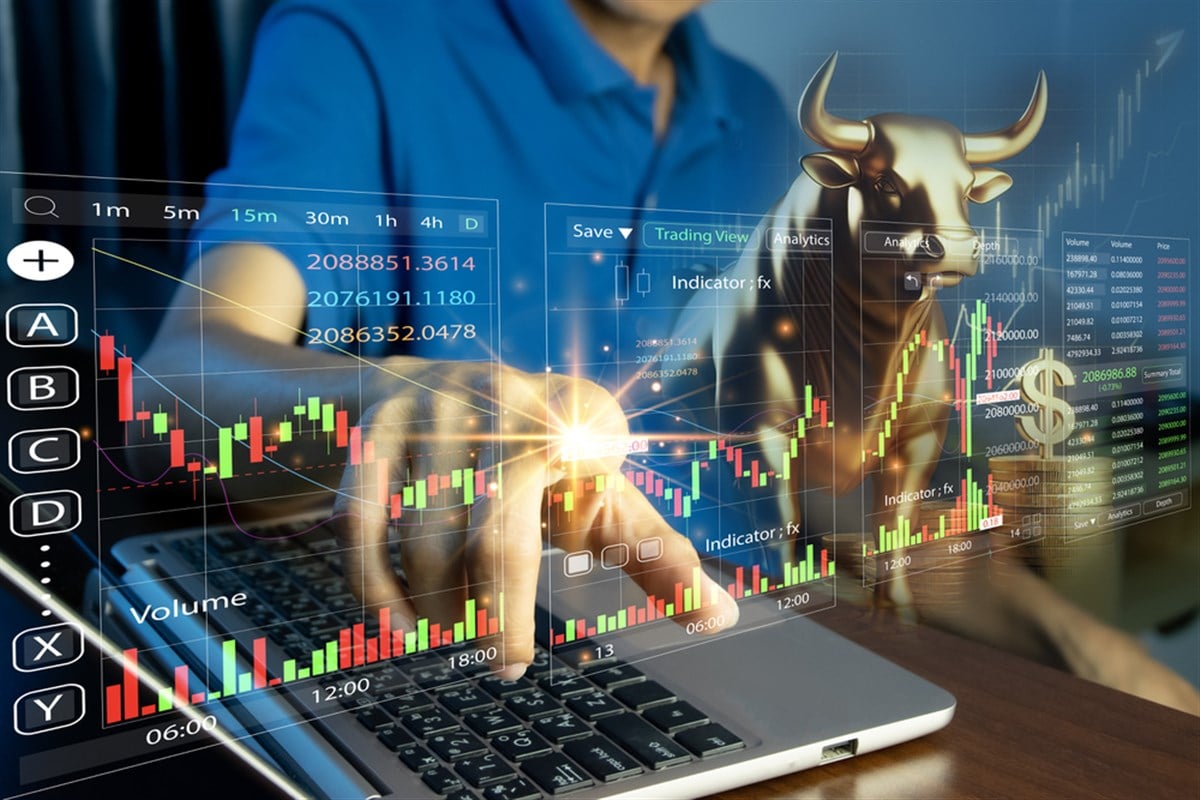 Stock Market Concepts and Cryptocurrency Scripts Buying and Trading in Bull Markets