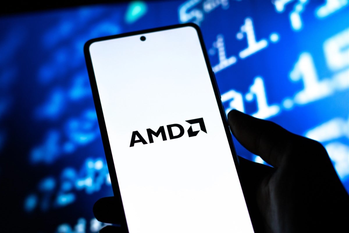 AMD logo on cellphone