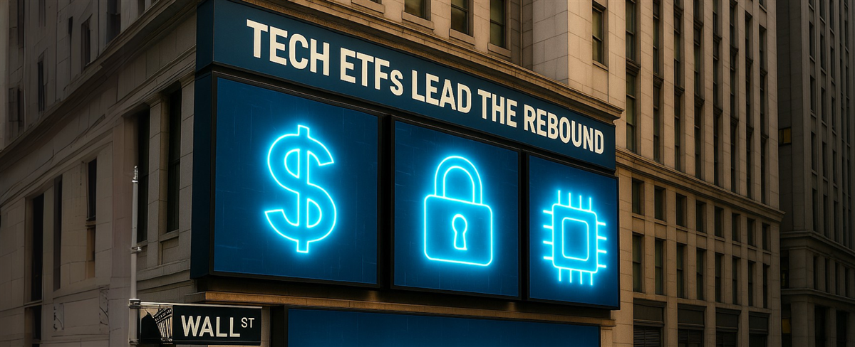 Tech ETFs Lead the Rebound - This image is an original composition by MarketBeat using licensed and editorial elements. Not for redistribution or reuse.