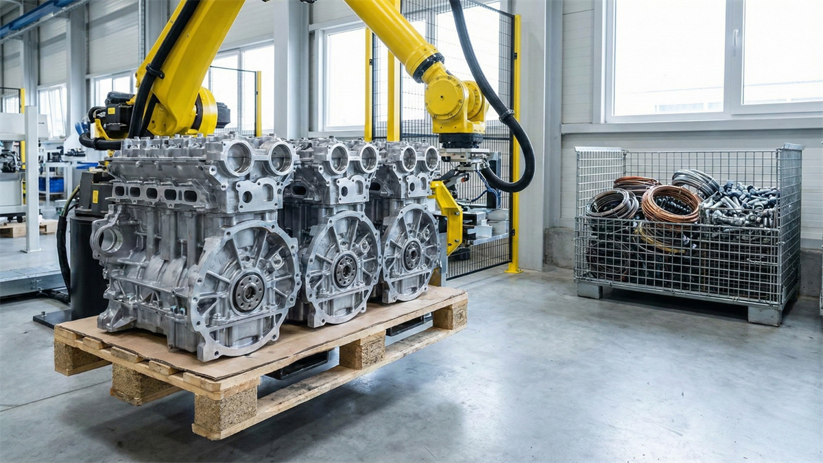 Robotic arm assembling automotive parts in a Tier 1 supplier manufacturing facility.