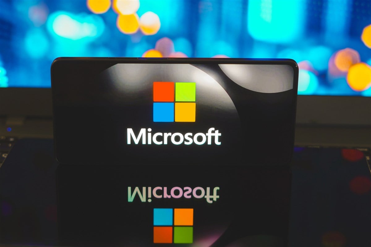 Microsoft logo on smartphone.