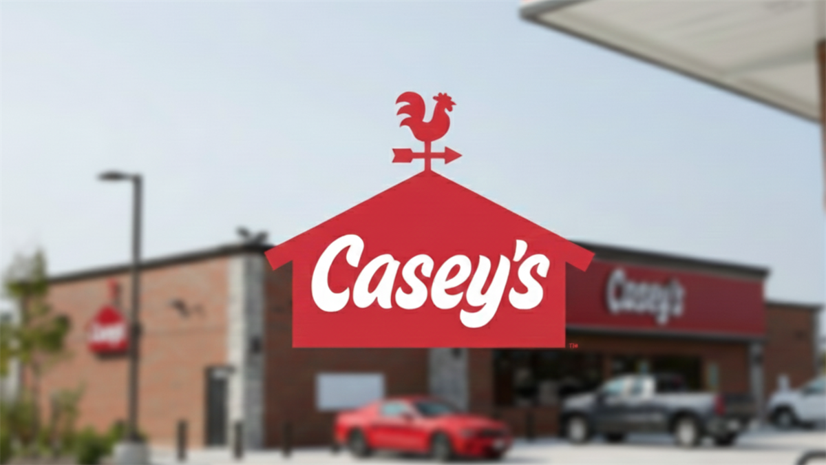 Casey's General Stores logo centered in front of Casey's storefront.