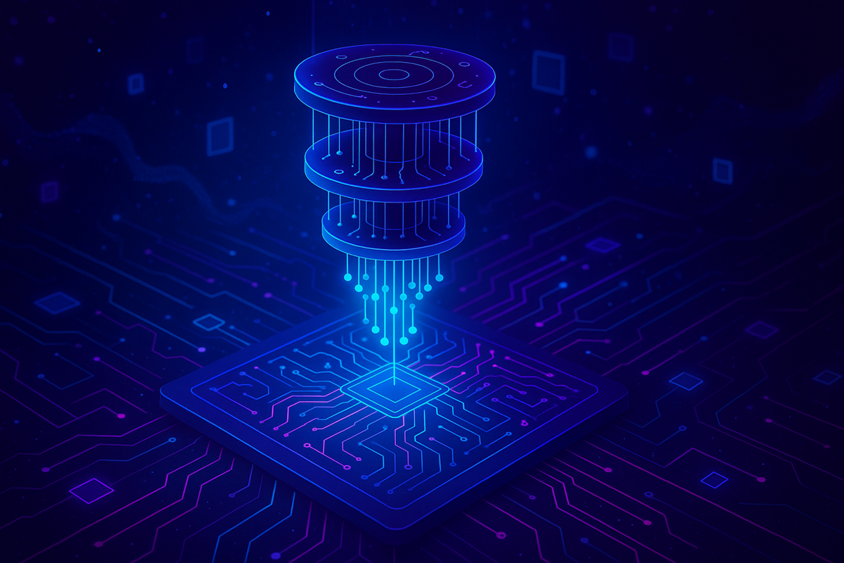 Quantum computing semiconductor AI concept