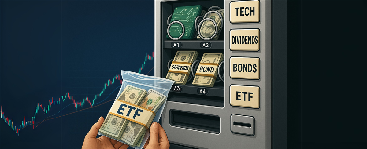 ETF Vending Machine - This image is an original composition by MarketBeat using licensed and editorial elements. Not for redistribution or reuse.