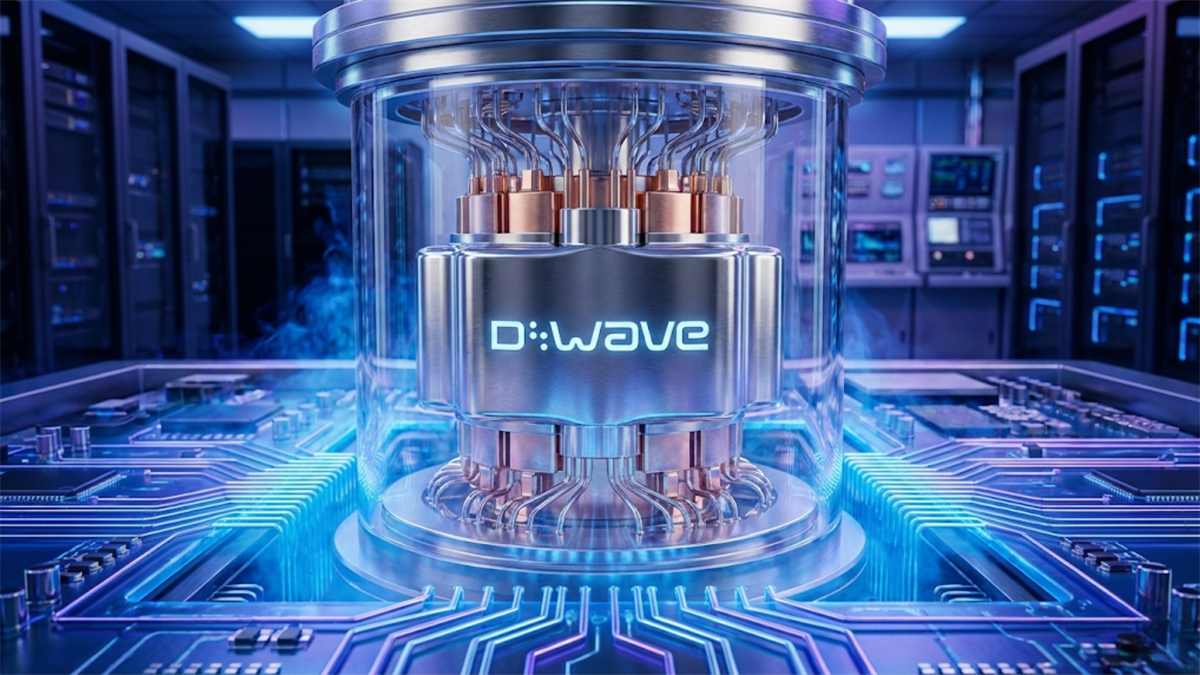 D-Wave quantum computer hardware in a lab setting, underscoring quantum computing growth and QBTS stock momentum.