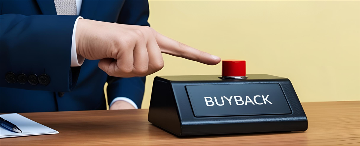 Buyback red button - This image is an original composition by MarketBeat using licensed and editorial elements. Not for redistribution or reuse.