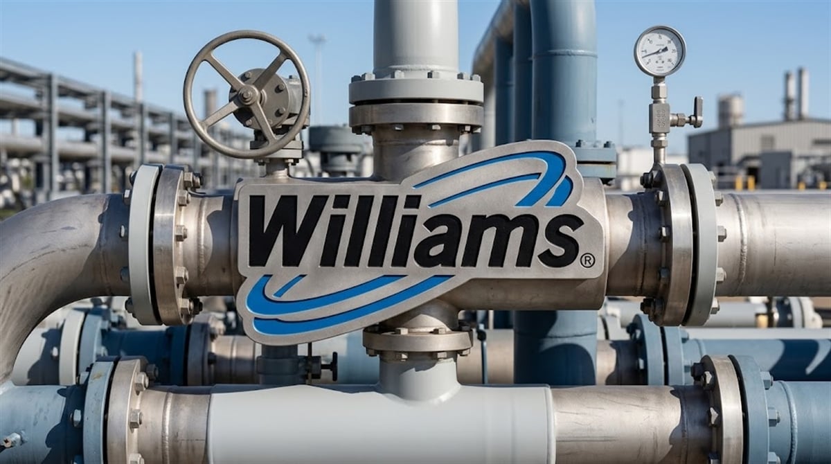 Williams Companies logo displayed on natural gas pipeline infrastructure at an industrial facility.
