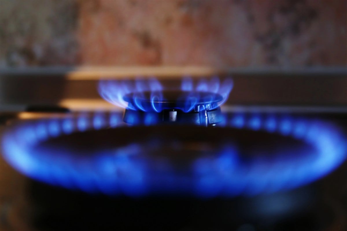 Natural gas burners on stove.