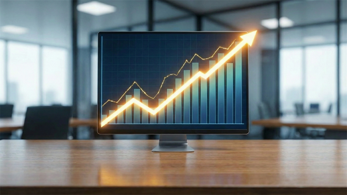 Rising stock chart as an imaginative depiction of potential gains in the technology sector.