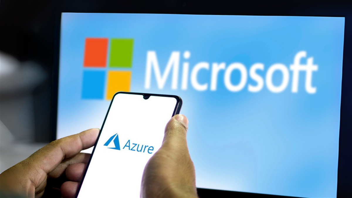 Smart phone with the Microsoft Azure logo, is a cloud service offered as a service and hosted in Microsoft Data Centers.Dhaka,Bangladesh 15 Aug 2024.