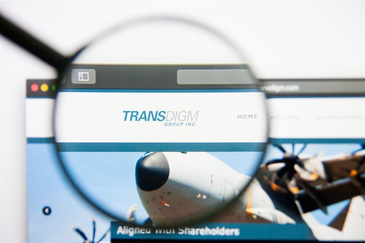 Los Angeles, California, USA - 14 February 2019: TransDigm Group aerospace website homepage. TransDigm Group logo visible on display screen.