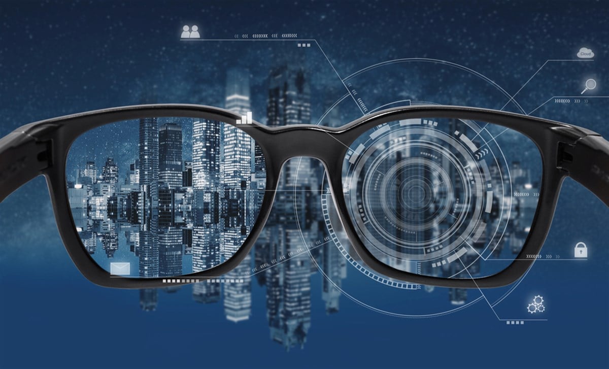 Virtual reality, augmented reality and smart glasses technology - stock image