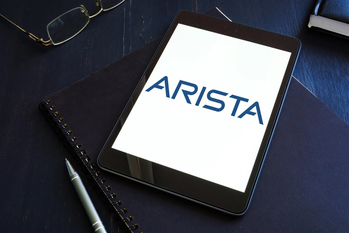 KYIV, UKRAINE - June 30, 2021. Arista Networks company logo on the tablet. Editorial. - Stock Editorial Photography