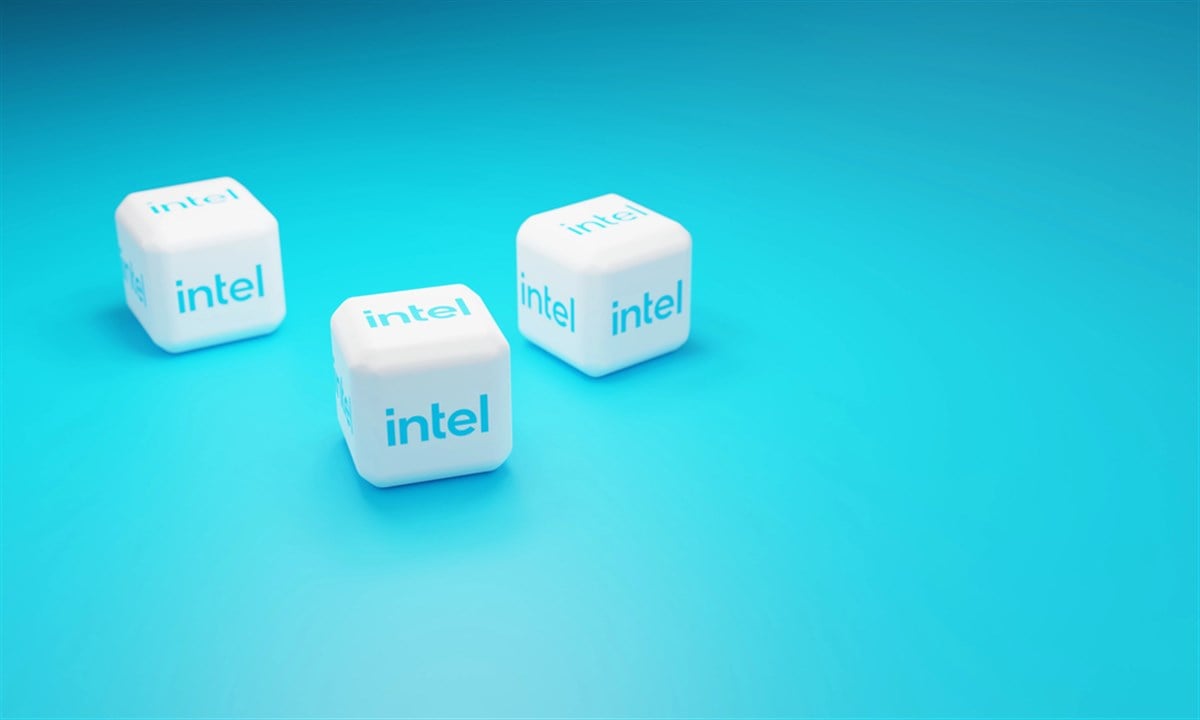 Intel logo icon isolated on color background
