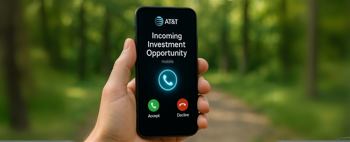 AT&T Investment Opportunity phone call - This image is an original composition by MarketBeat using licensed and editorial elements. Not for redistribution or reuse.