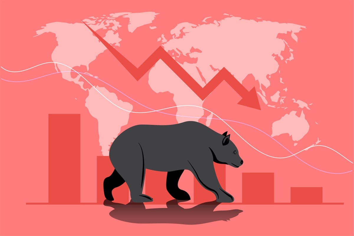 bear loss stock market, global financial crisis concept vector