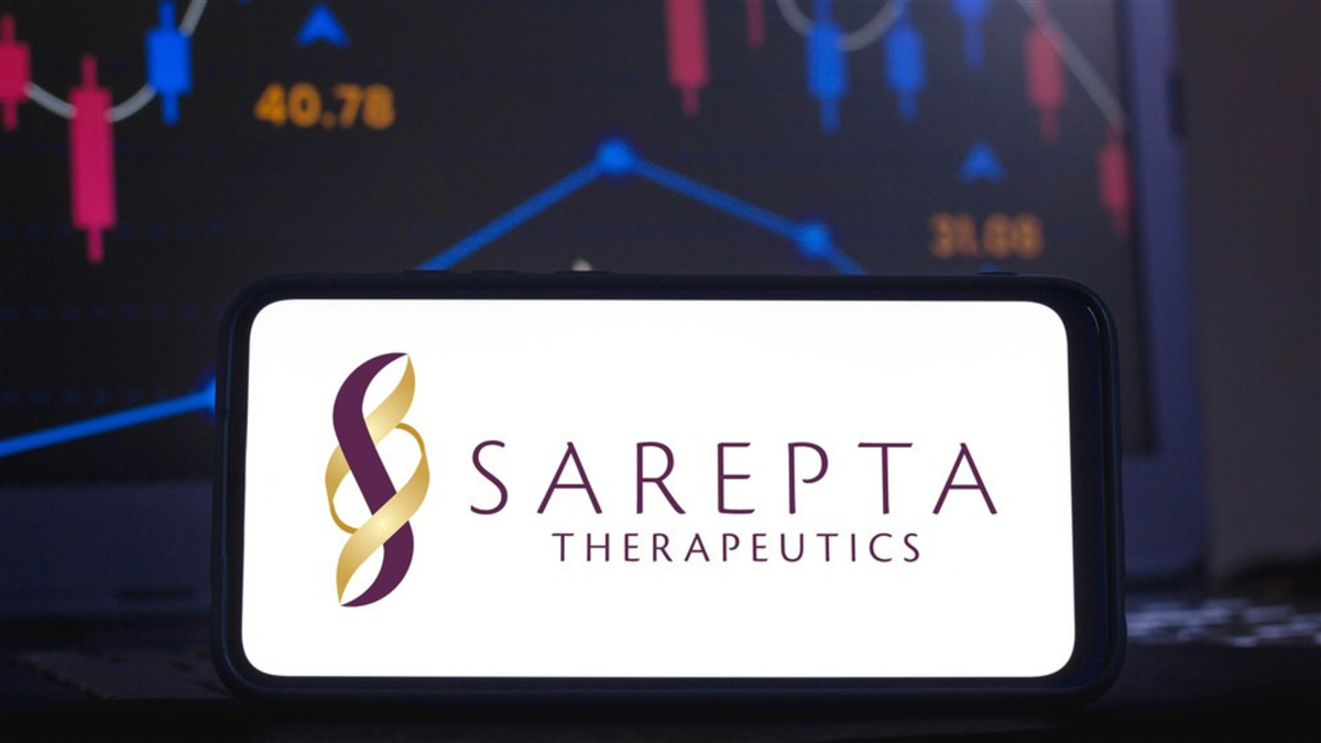 Konskie, Poland - December 14, 2024: Sarepta Therapeutics company logo displayed on mobile phone — Stock Editorial Photography