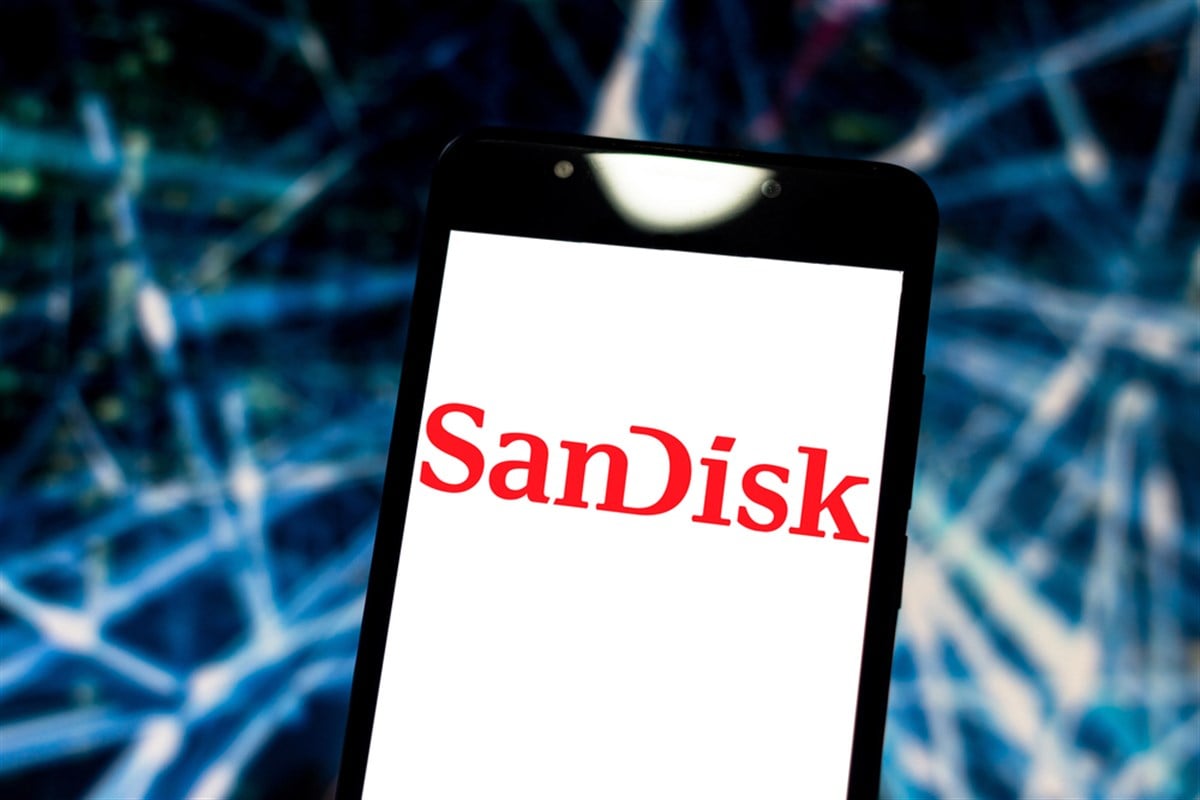 SanDisk logo on smartphone. 
