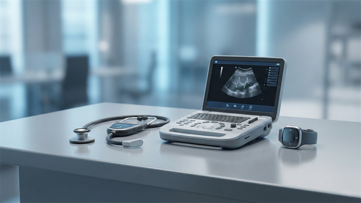 Medical devices on clinic table, echoing Abbott's diagnostics and devices ahead of healthcare earnings.