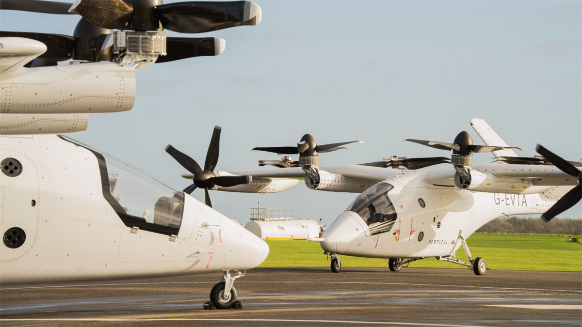 Vertical Aerospace EVTL aircrafts on tarmac.
