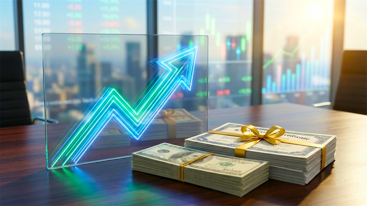Stacks of cash beside an upward arrow and market charts, highlighting corporate share buybacks surge and stock support.