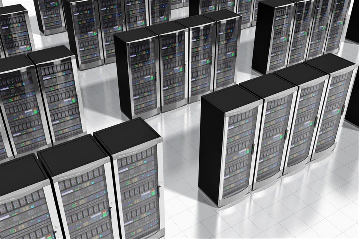 Rows of data center stacks