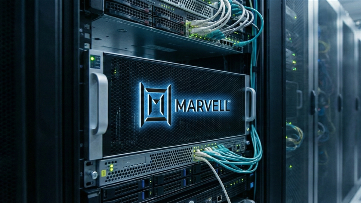 Marvell Technologies branding labeling AI data center equipment.