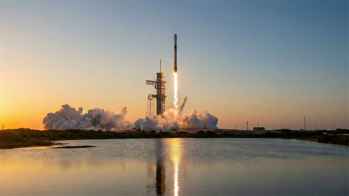 Rocket launching at sunset over water, symbolizing space operations amid recent insider selling activity.