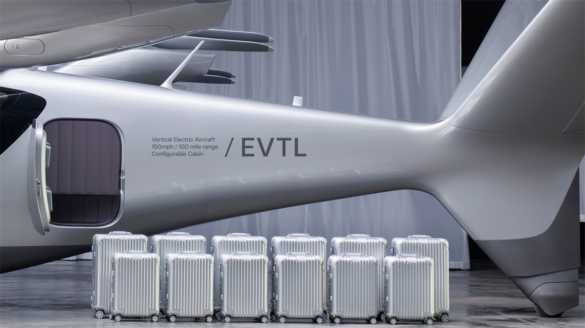 Vertical Aerospace eVTOL with luggage staged underneath.