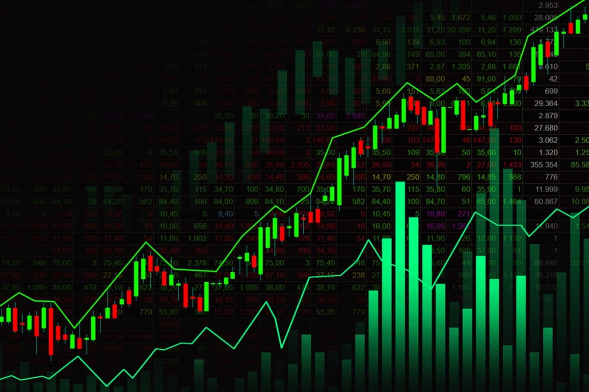 Stock market or forex trading graph in graphic concept suitable for financial investment or Economic trends business idea and all art work design. Abstract finance background - stock image