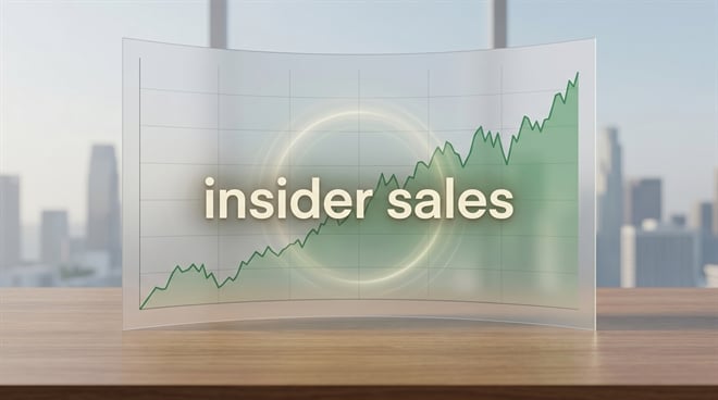 Decorative graphic showing an upward-trending stock chart with the text "insider sales" overlaid.