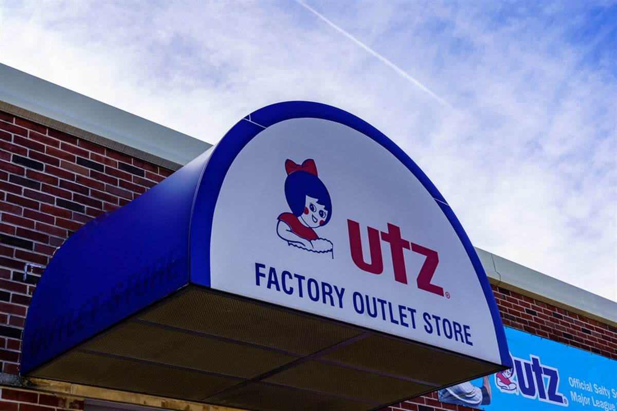 Utz store sign on building exterior.