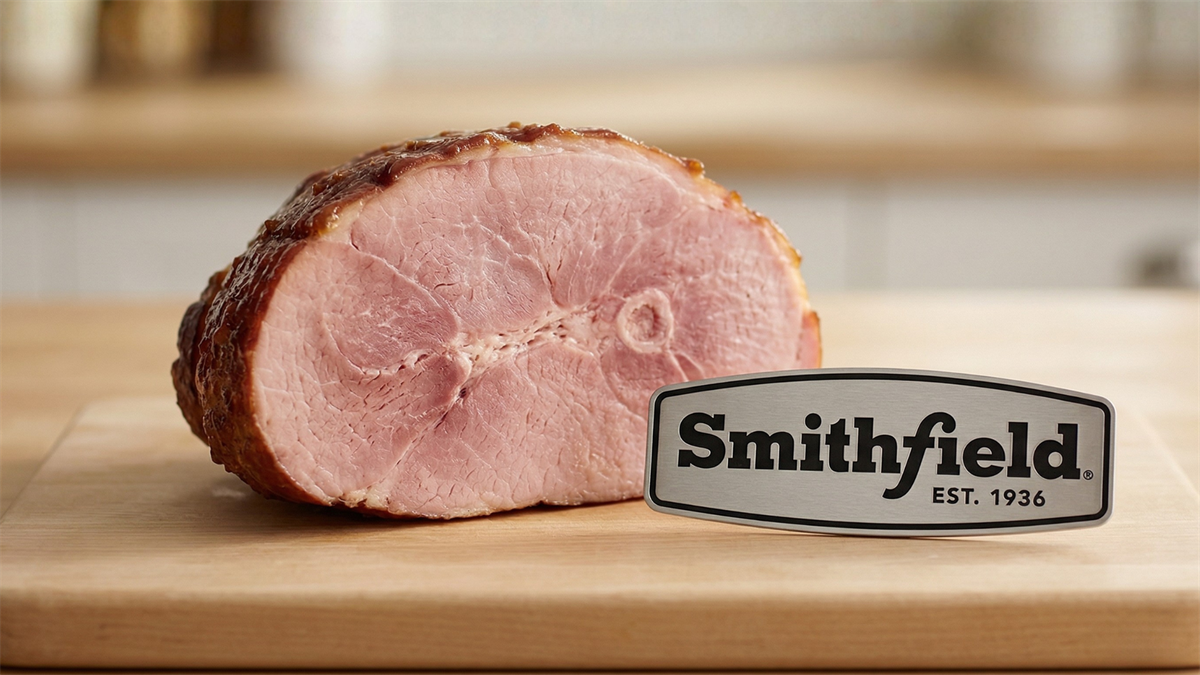 Smithfield branded ham on cutting board, highlighting packaged meat producer tied to growth, margins and dividend outlook.