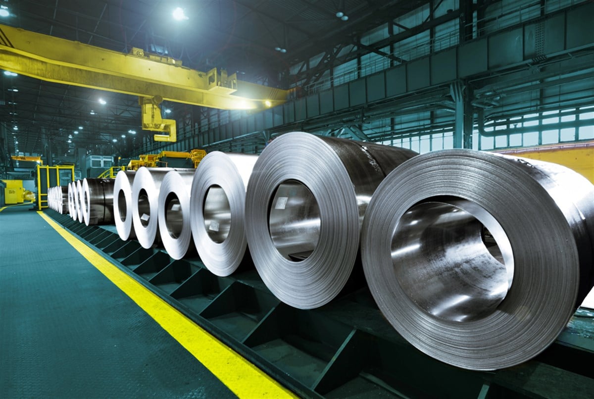 Packed rolls of steel sheet, Cold rolled steel coils — Photo