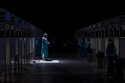 Health workers wait at a COVID-19 antigen test area at the Mobile World Congress 2021 venue in Barcelona, Spain, Sunday, June 27, 2021. The Mobile World Congress takes places in Barcelona from June 28 to July 1. (AP Photo/Bernat Armangue)