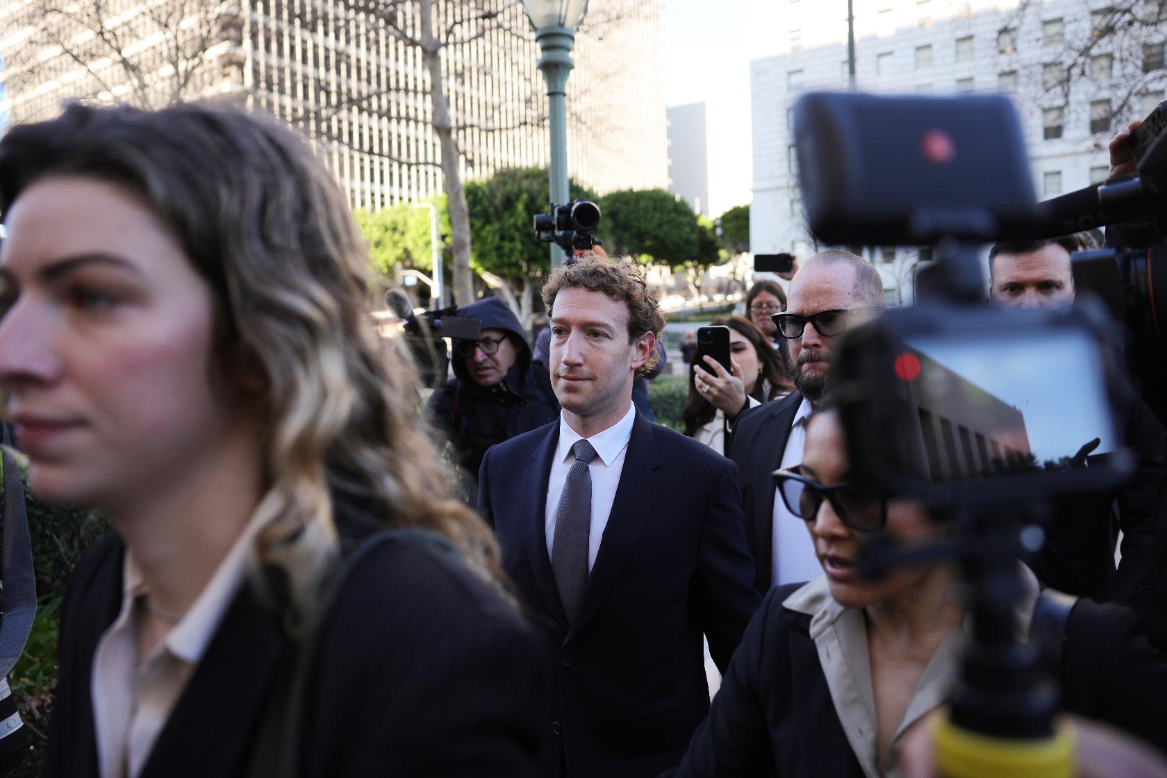 FILE - Meta CEO Mark Zuckerberg arrives for a landmark trial over whether social media platforms deliberately addict and harm children, Feb. 18, 2026, in Los Angeles. (AP Photo/Ryan Sun, File)