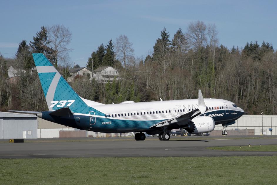 FILE - A Boeing 737 MAX 7 takes off on its first flight on March 16, 2018, in Renton, Wash. (AP Photo/Jason Redmond, File)