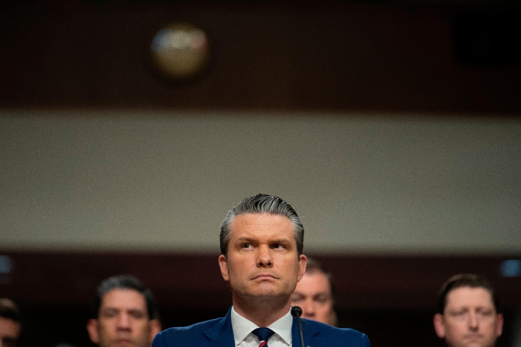 Secretary of Defense Pete Hegseth testifies before the Senate Armed Services Committee, on Capitol Hill, in Washington, Thursday, April 30, 2026. (AP Photo/Cliff Owen)