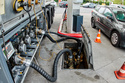 Fuel is filled from a fuel tanker to a gas station in Frankfurt, Germany, Thursday, April 16, 2026. (AP Photo/Michael Probst)