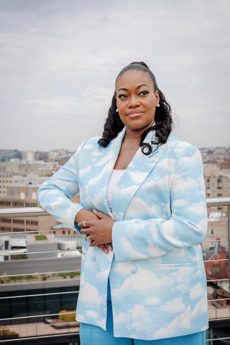 Michele Jawando, the next CEO of the Omidyar Network, poses for a photo at the company's office in Washington, Wednesday, March 11, 2026. (AP Photo/Moriah Ratner)