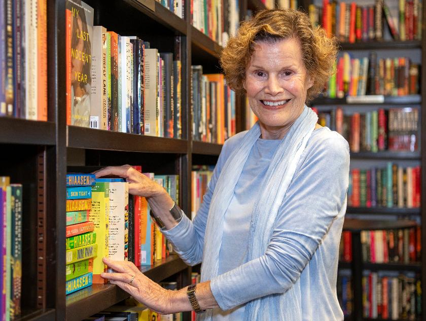FILE - Author Judy Blume poses for a portrait at her non-profit bookstore, Books and Books, in Key West, Fla., on March 26, 2023. (AP Photo/Mary Martin, File)