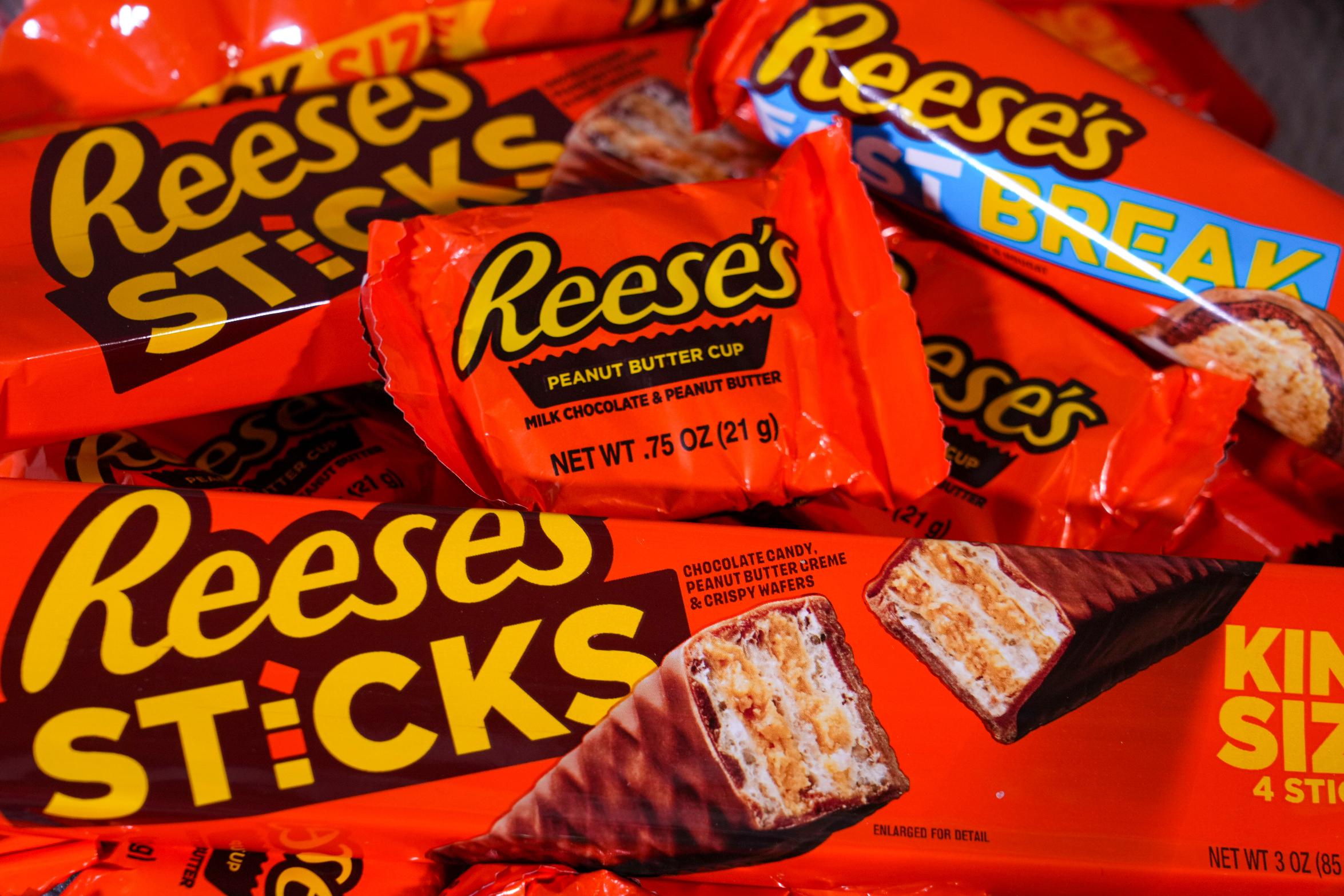 Reese's Candies are shown in Carmel, Ind., Wednesday, Feb. 18, 2026. (AP Photo/Michael Conroy)