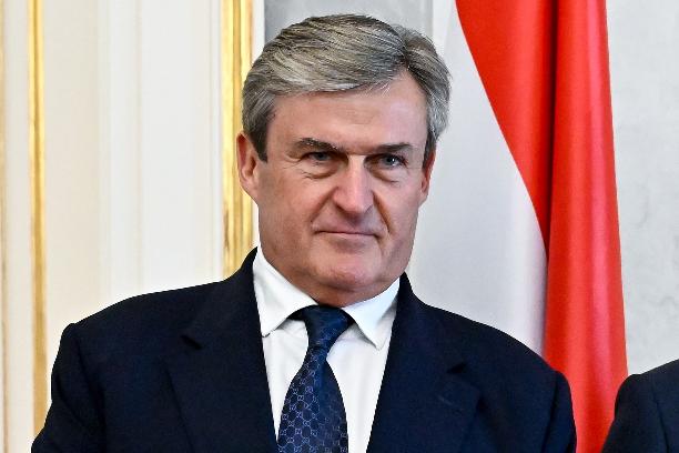 Istvan Kapitany, Economy and Energy Minister during the appointment ceremony of ministers of the Tisza government at the presidential Alexander Palace in Budapest, Hungary, Tuesday, May 12, 2026. (Robert Hegedus/MTI via AP)