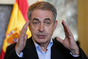 FILE - Spain's former Prime Minister Jose Luis Rodriguez Zapatero speaks to journalists in La Paz, Bolivia, Thursday, May 12, 2022. (AP Photo/Juan Karita, File)