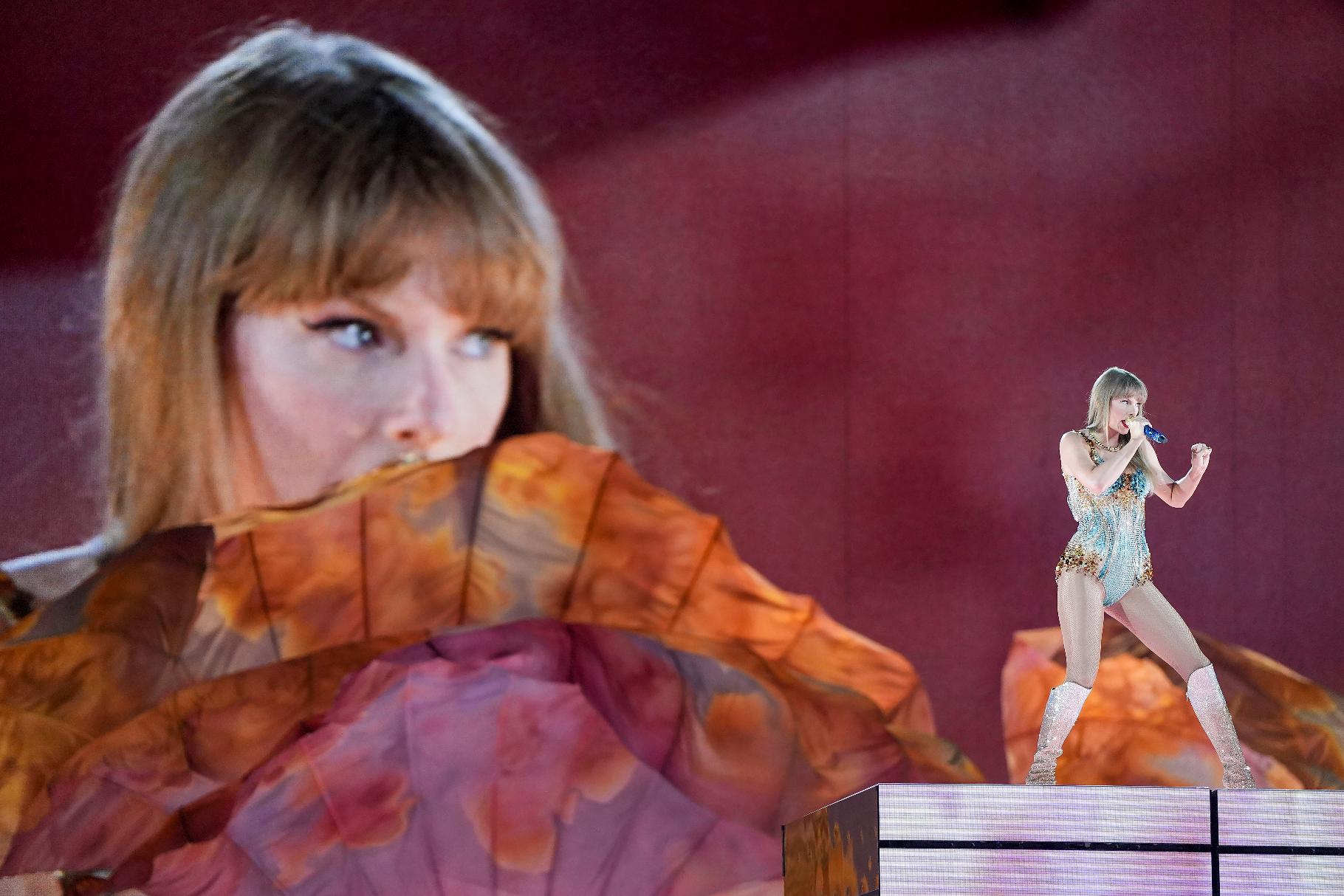 Taylor Swift performs during “The Eras Tour” in Vancouver, British Columbia, Friday, Dec. 6, 2024. (Darryl Dyck/The Canadian Press via AP)