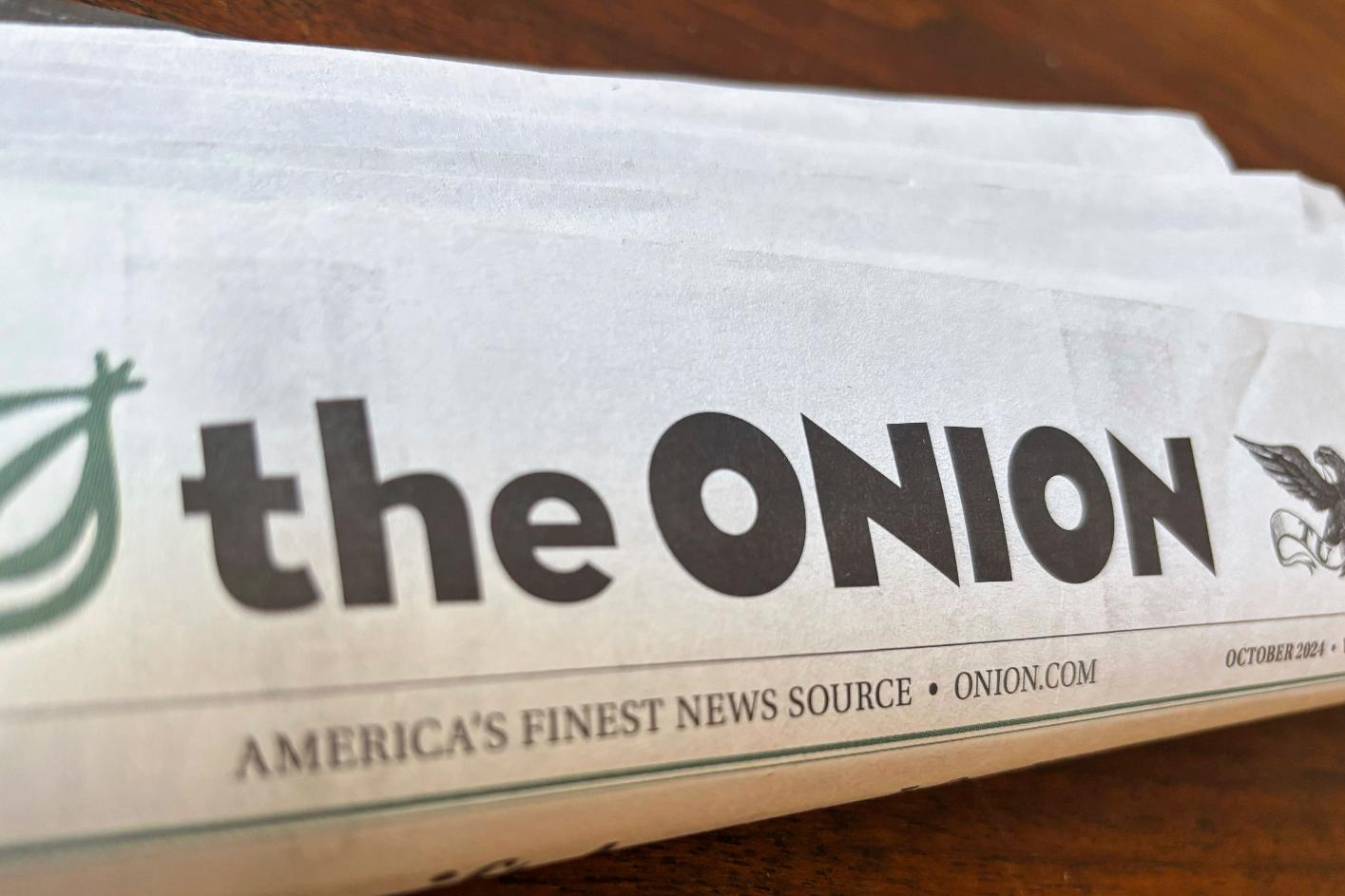 FILE - A copy of the satirical outlet The Onion is seen, Nov. 14, 2024, in Little Rock, Ark. (AP Photo/Jill Bleed, File)