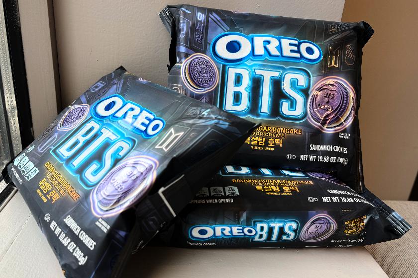 The new Oreo and BTS collaboration cookies are seen Monday, May 25, 2026, in New York. (AP Photo/Sydney Schaefer)