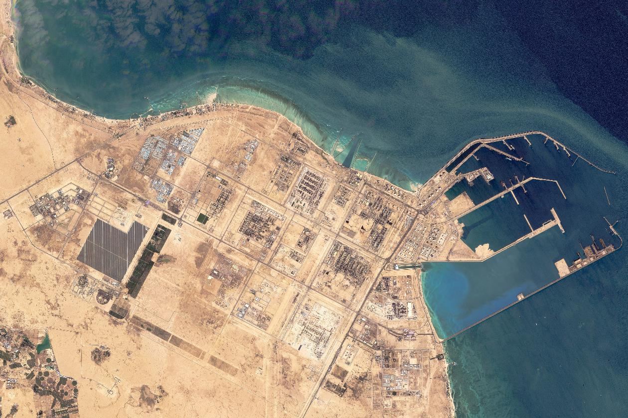 This satellite image from Planet Labs PBC shows the Ras Laffan industrial area in Qatar on March 6, 2026. (Planet Labs PBC via AP)