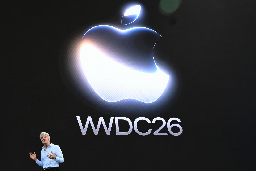 Craig Federighi, Apple's senior vice president of software engineering, speaks during the annual World Wide Developers Conference at Apple's headquarters in Cupertino, Calif., Monday, June 8, 2026. (AP Photo/Noah Berger)