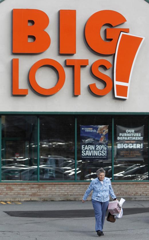FILE - A shopper leaves the Big Lots store on Dec. 4, 2012 in Berlin, Vt. (AP Photo/Toby Talbot, file)
